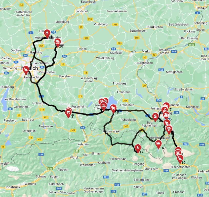 Map for Munich Roundtrip - South East - Austria Salzburg